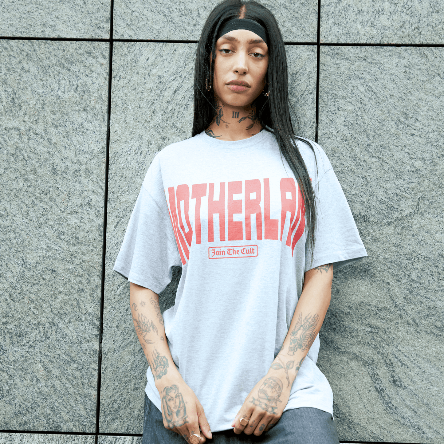 Motherlan MTN Pinch Logo Tee 'Grey' — XXS — Side View