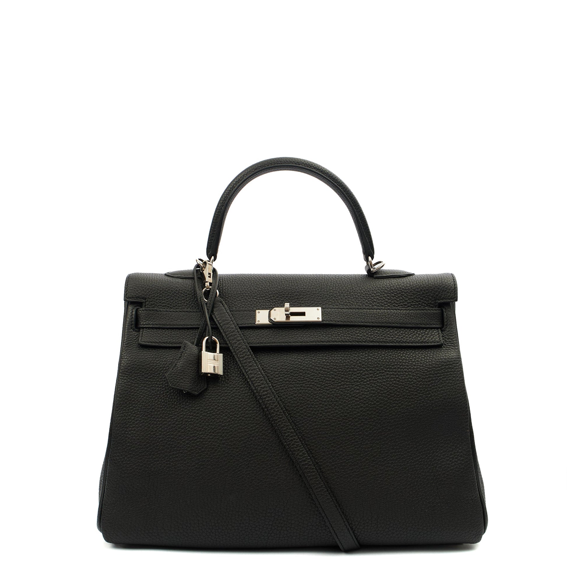 Hermes Kelly 35 in Black, Togo Leather — Front View