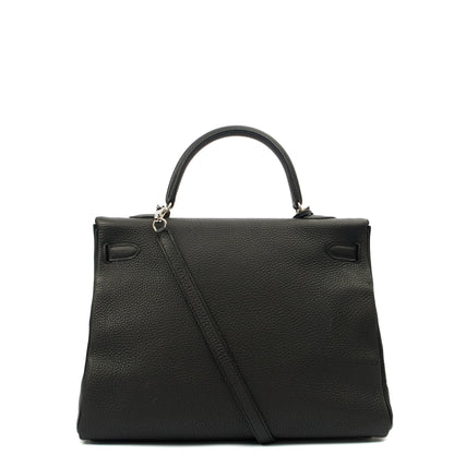 Hermes Kelly 35 in Black, Togo Leather — Back View