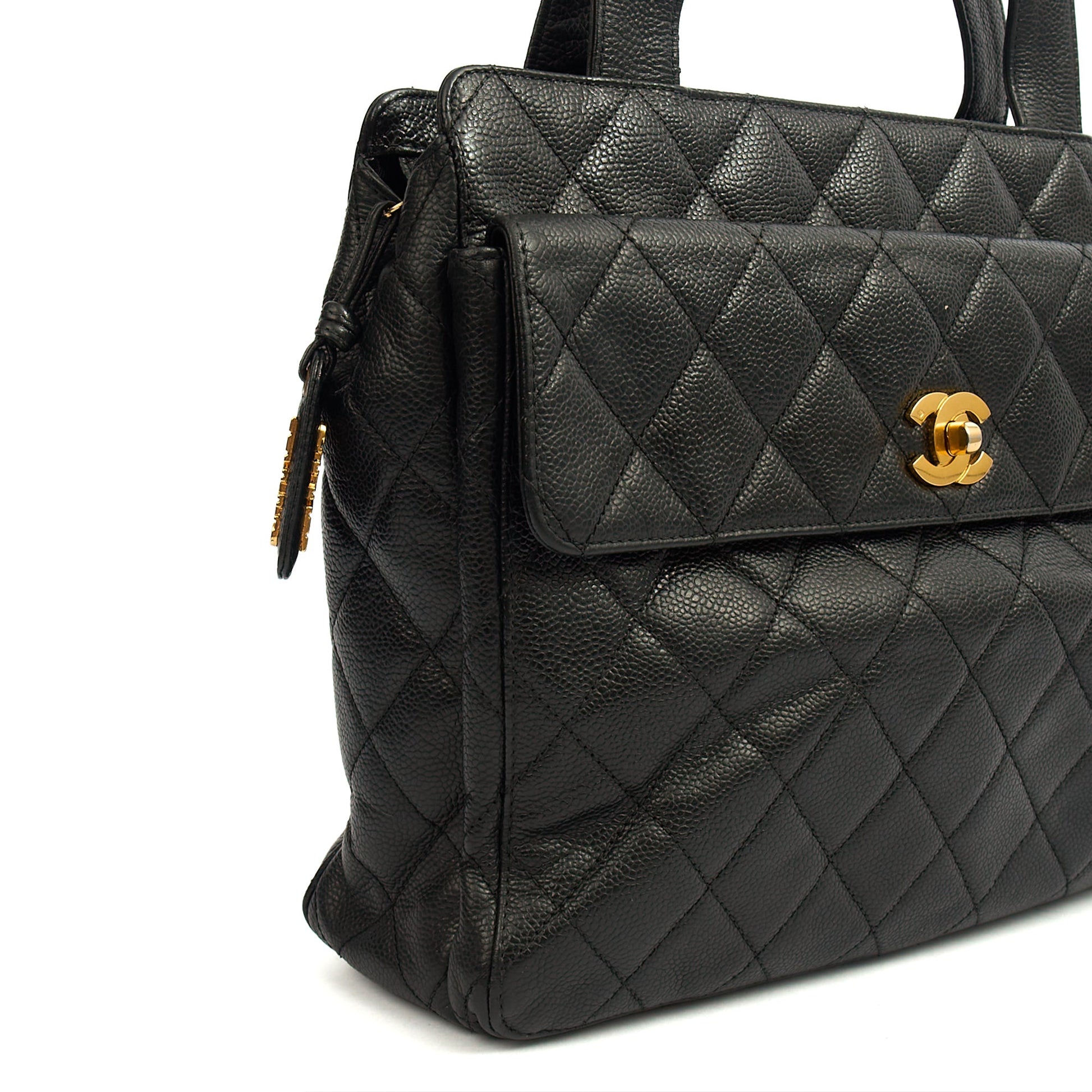 Chanel Tote Vintage Tote in Black, Caviar Leather — Alternate View 14