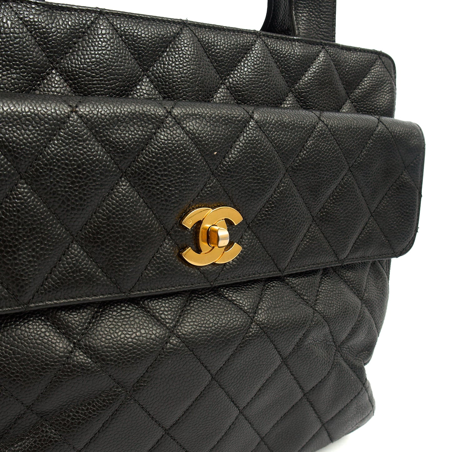 Chanel Tote Vintage Tote in Black, Caviar Leather — Lifestyle View