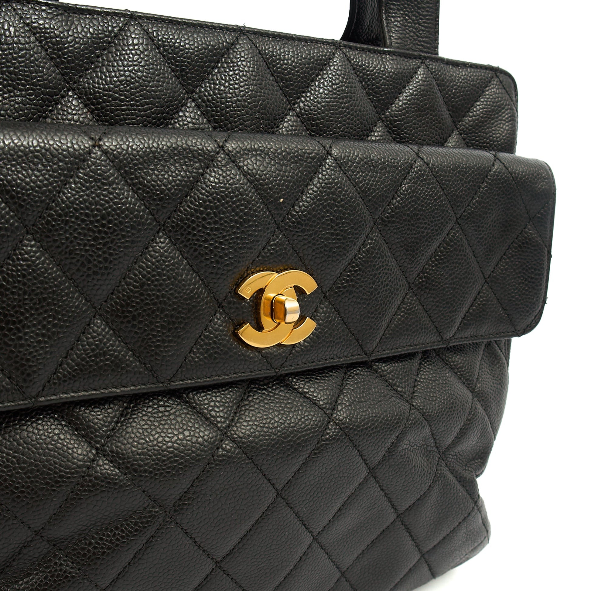 Chanel Tote Vintage Tote in Black, Caviar Leather — Alternate View 15