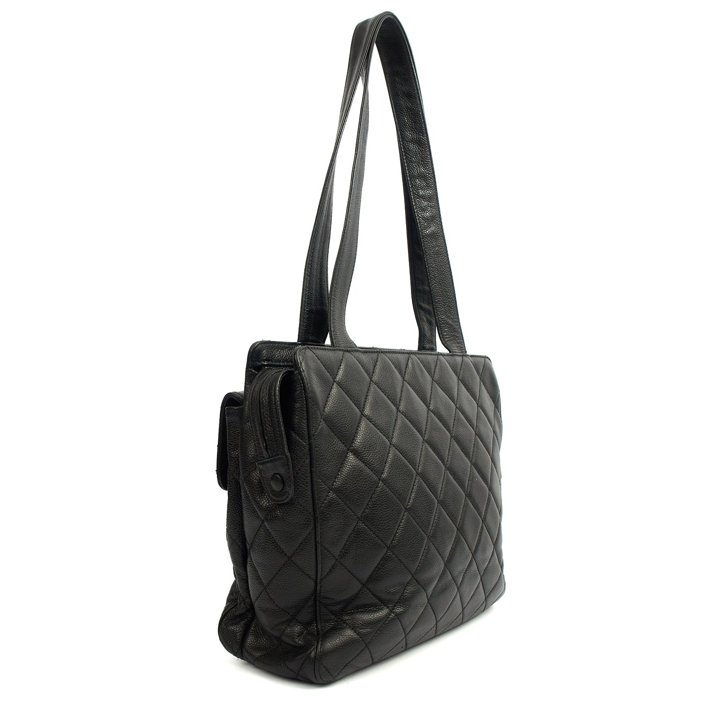 Chanel Tote Vintage Tote in Black, Caviar Leather — Alternate View 11