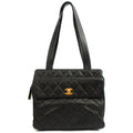 Chanel Tote Vintage Tote in Black, Caviar Leather — Front View