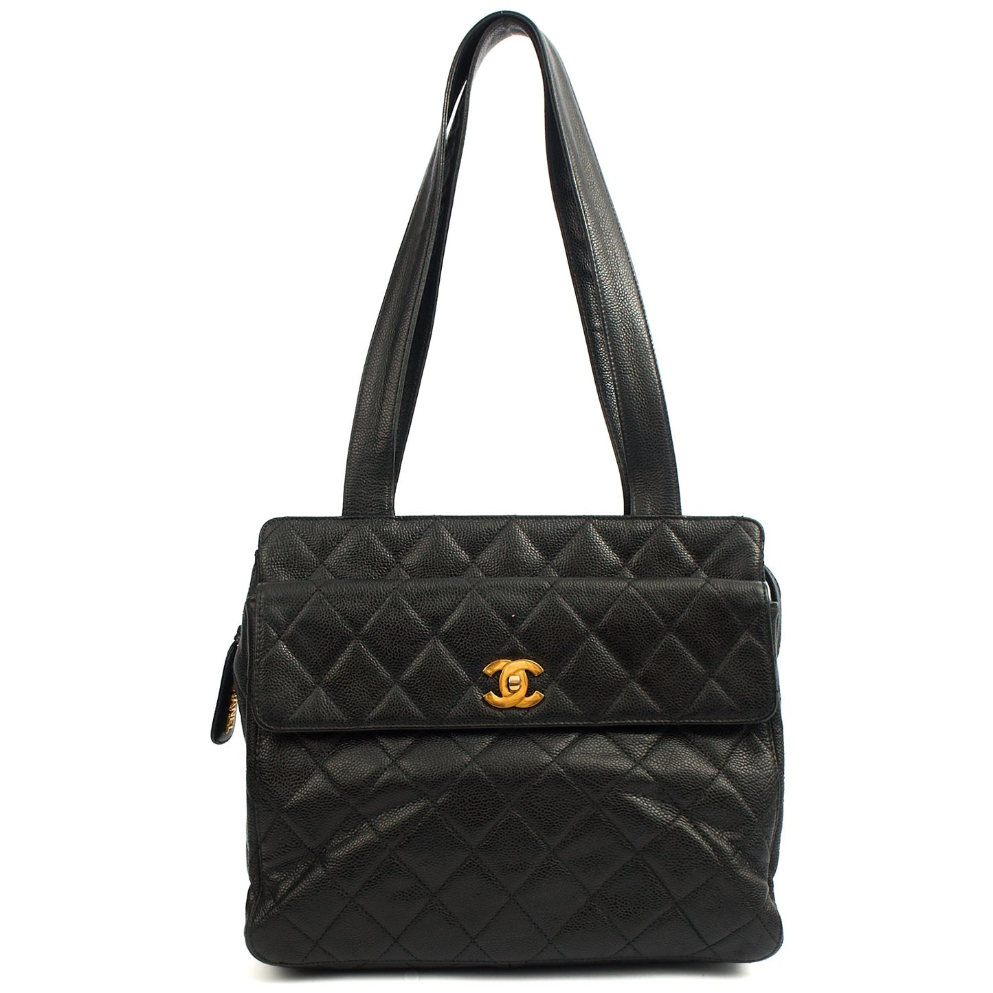Chanel Tote Vintage Tote in Black, Caviar Leather — Alternate View 10