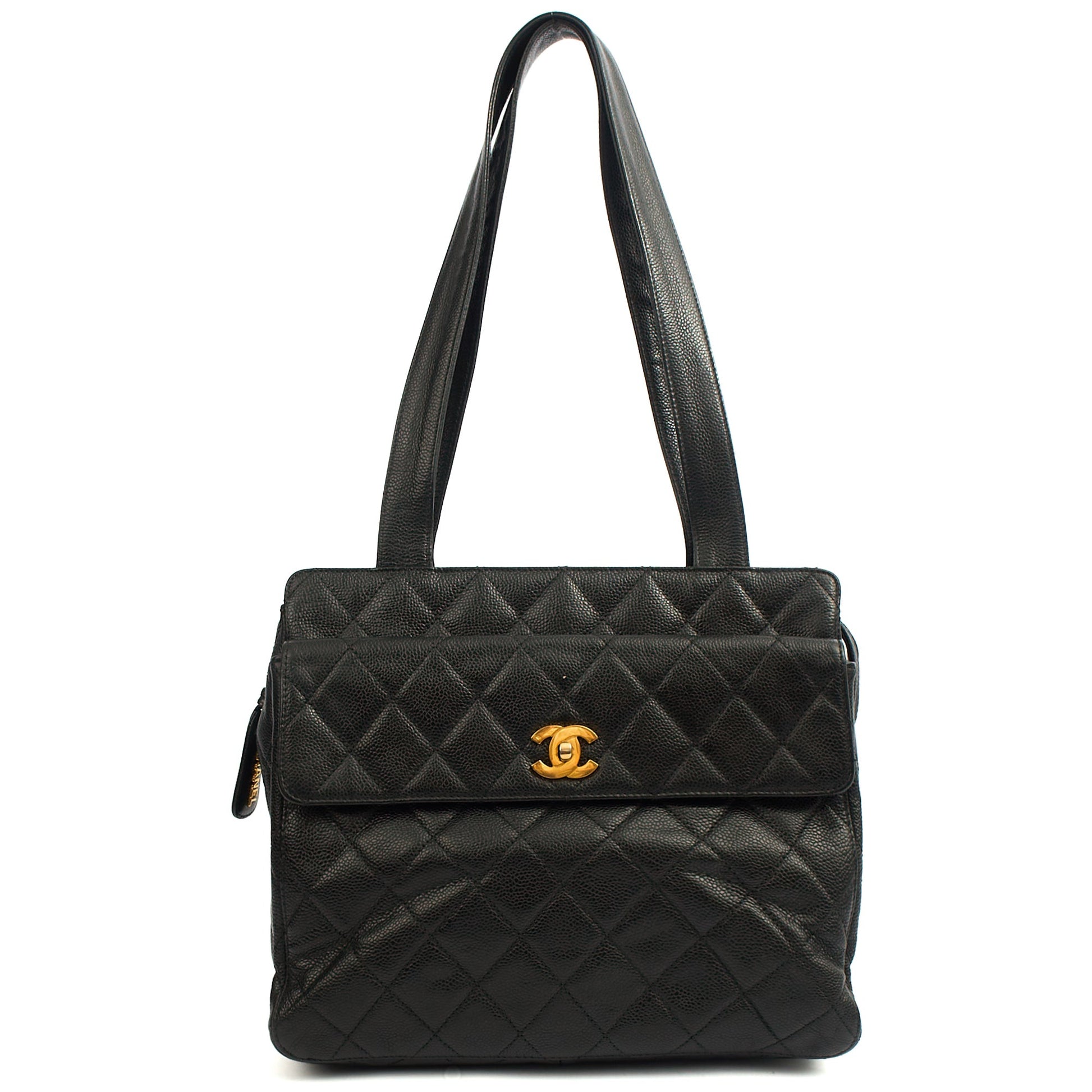 Chanel Tote Vintage Tote in Black, Caviar Leather — Alternate View 10