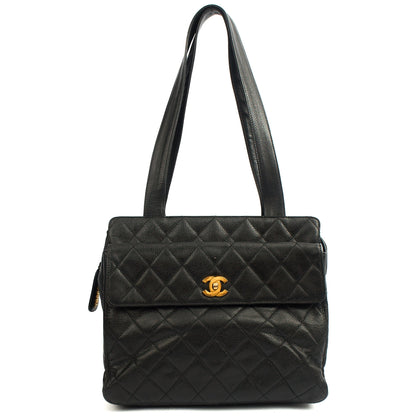 Chanel Tote Vintage Tote in Black, Caviar Leather — Alternate View 10
