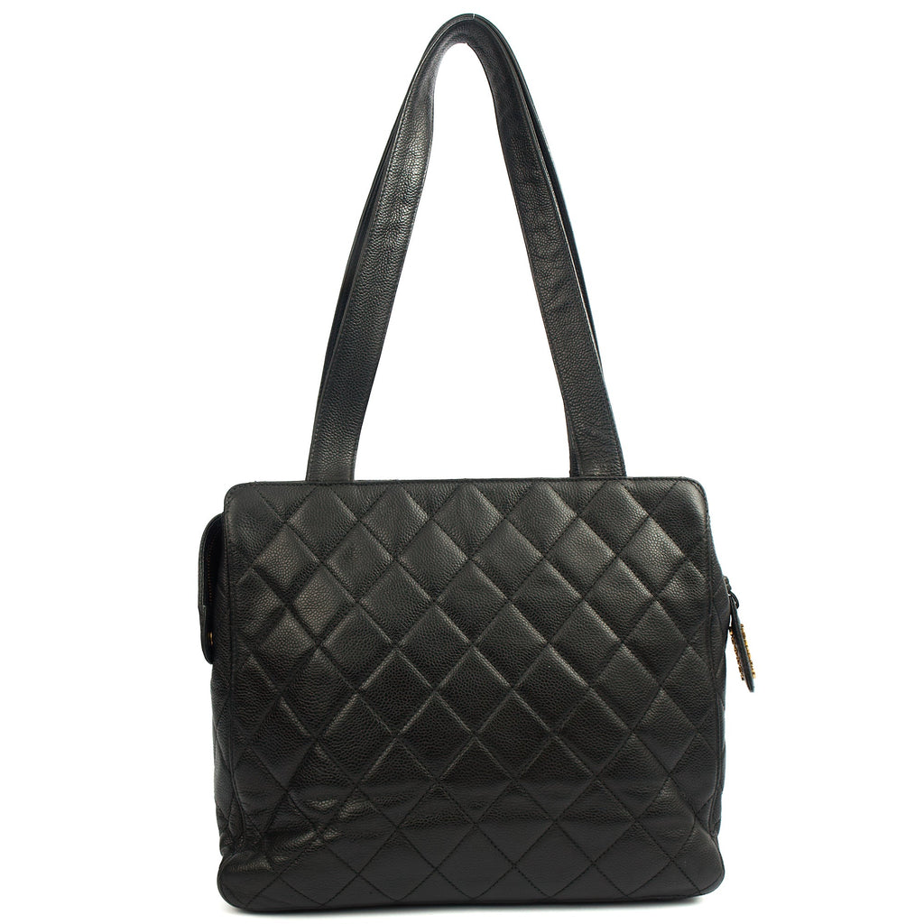 Chanel Tote Vintage Tote in Black, Caviar Leather — Alternate View 12