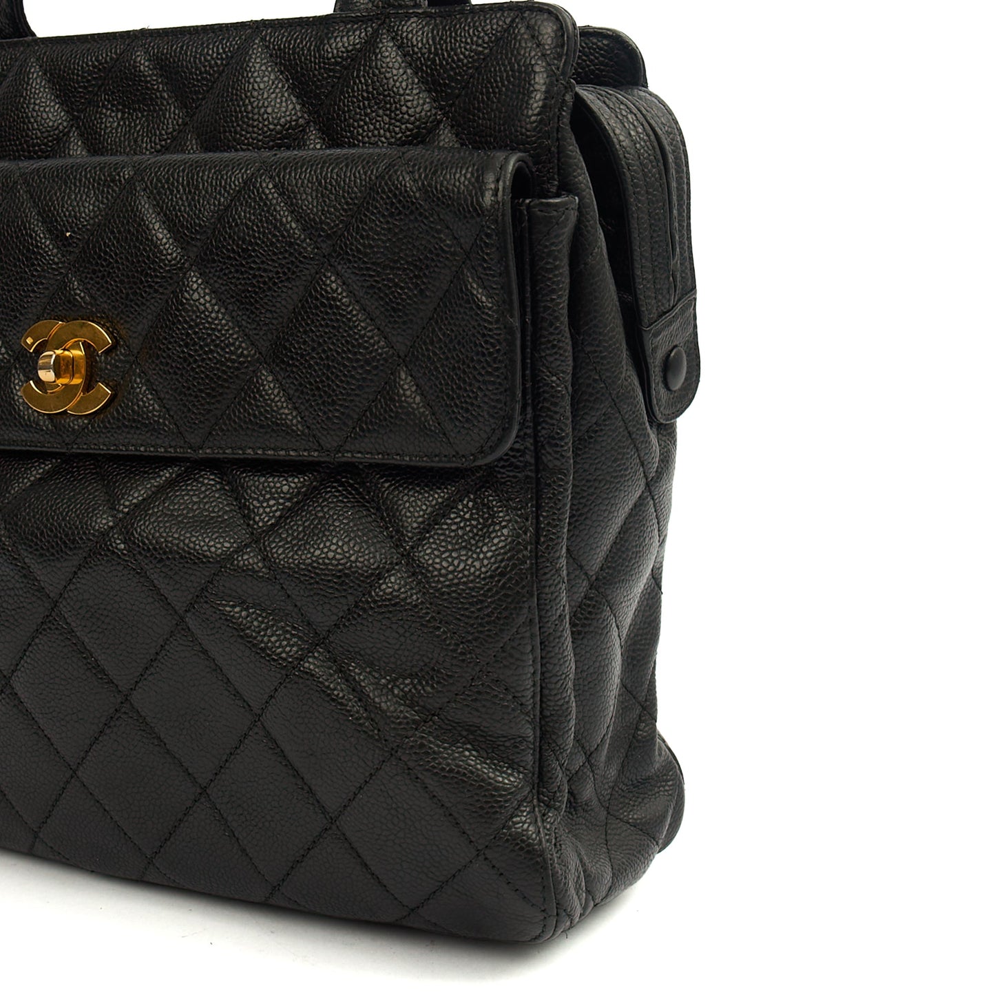 Chanel Tote Vintage Tote in Black, Caviar Leather — Alternate View 8