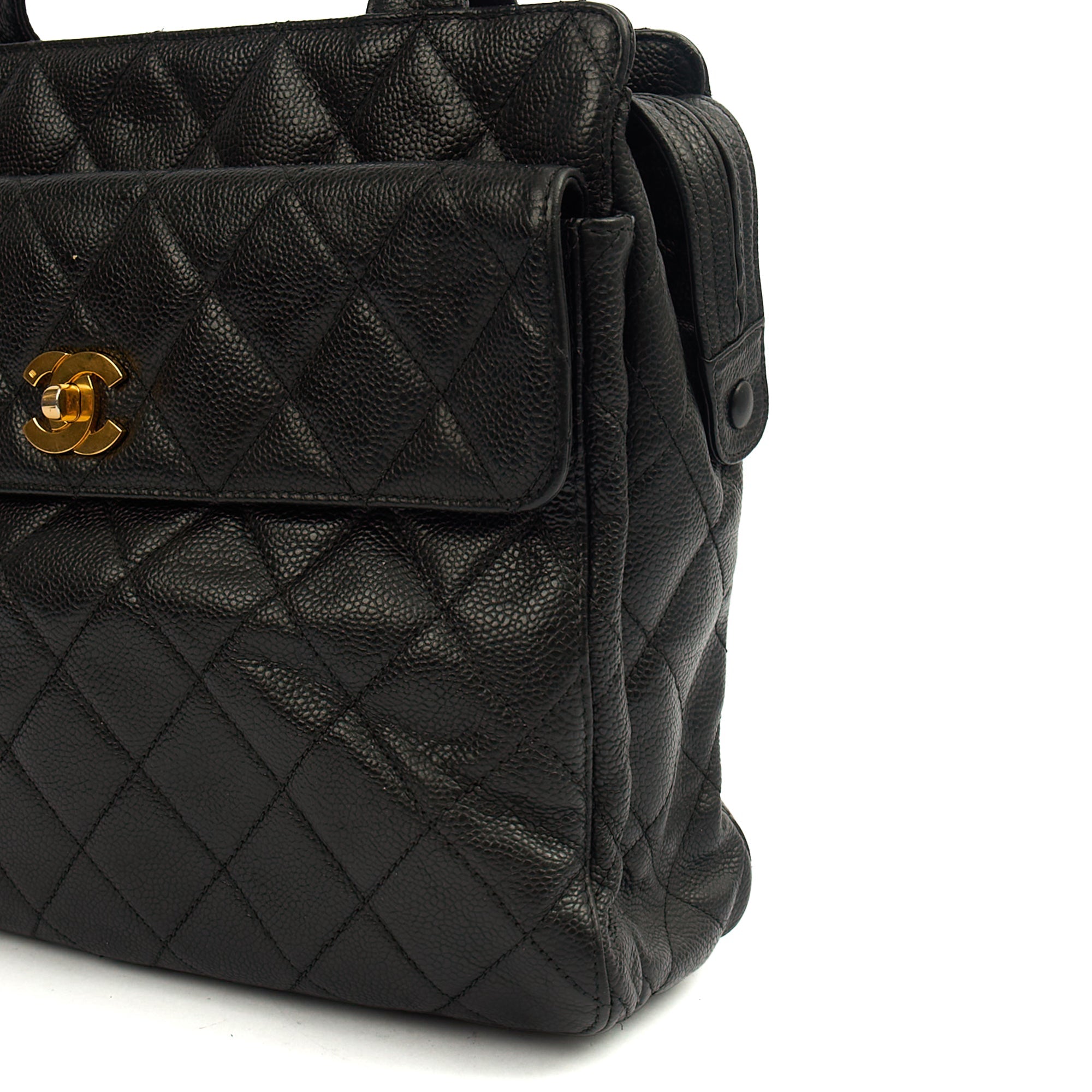 Chanel Tote Vintage Tote in Black, Caviar Leather — Alternate View 17