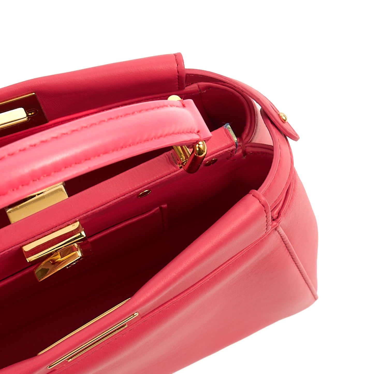 Fendi Top Handle Peekabo - Mini  in Pink, Leather — Detail View