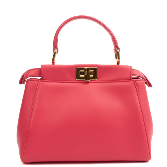 Fendi Top Handle Peekabo - Mini  in Pink, Leather — Front View