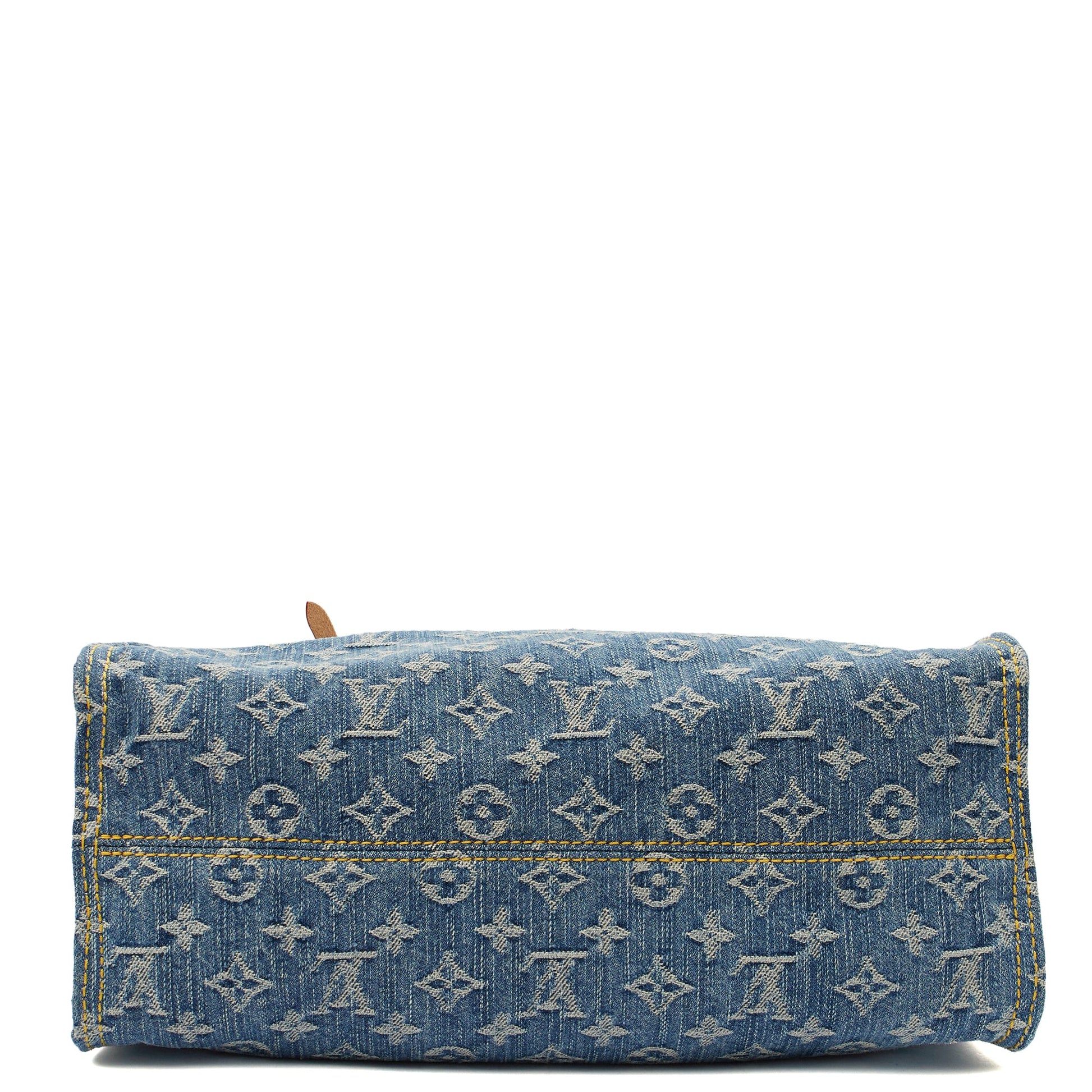 Louis Vuitton Tote On The Go MM in Denim, Leather — Top View
