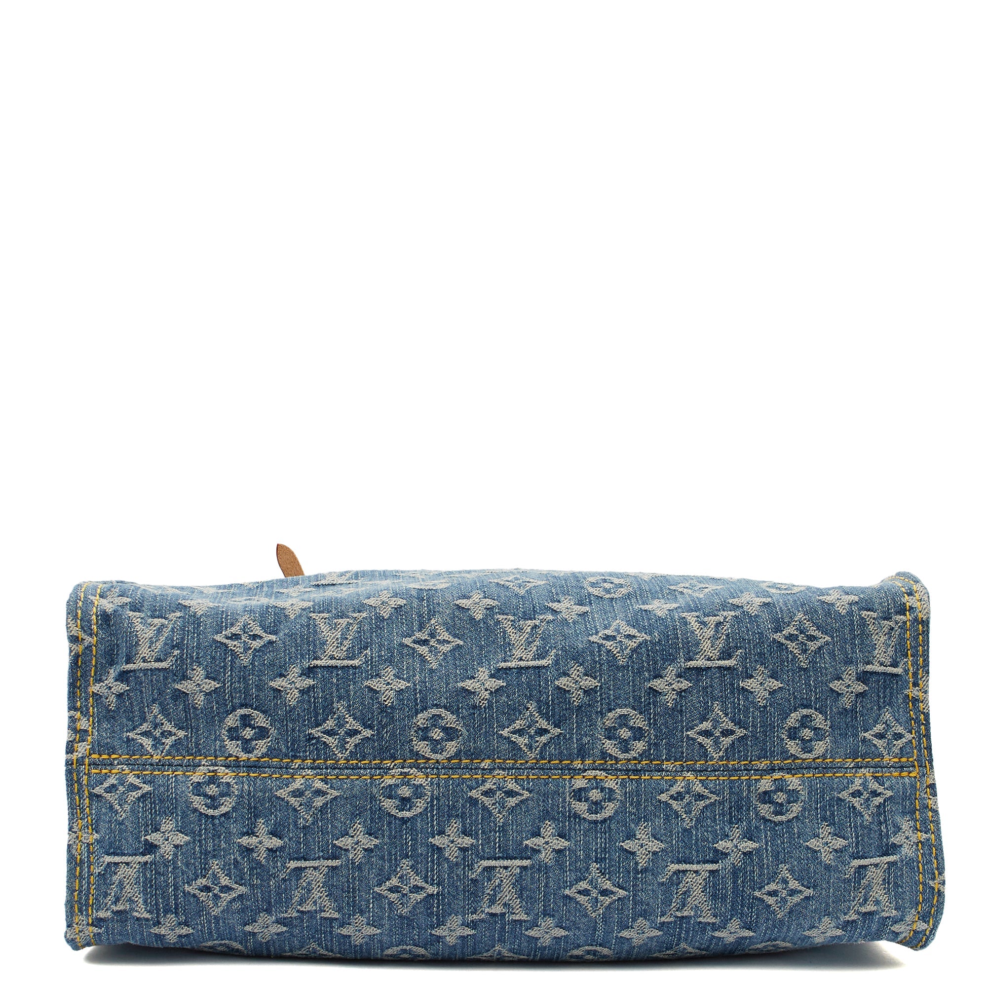 Louis Vuitton Tote On The Go MM in Denim, Leather — Top View