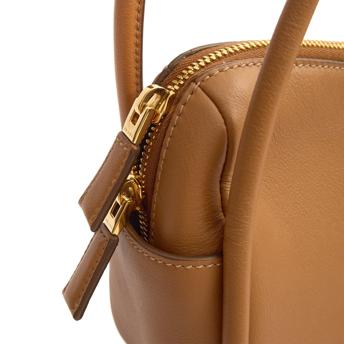 Prada Cross Body Darling Top-Handle Bag in Cognac, Leather — Lifestyle View