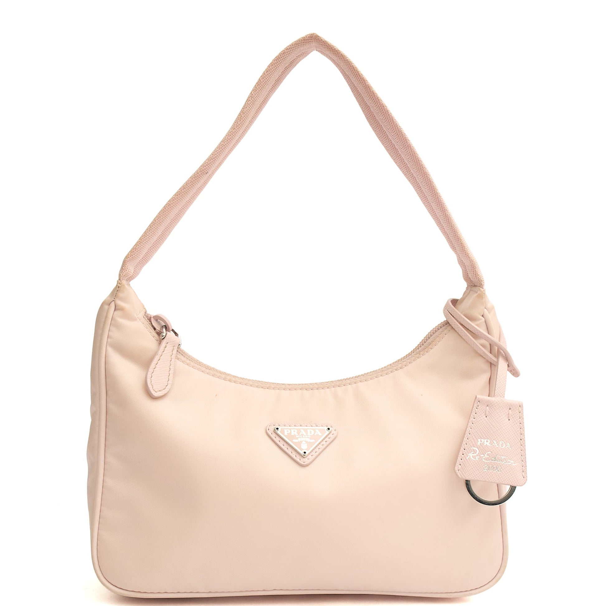 Prada Top Handle Re-edition 2000 Nylon Mini Bag in Pink, Nylon — Front View
