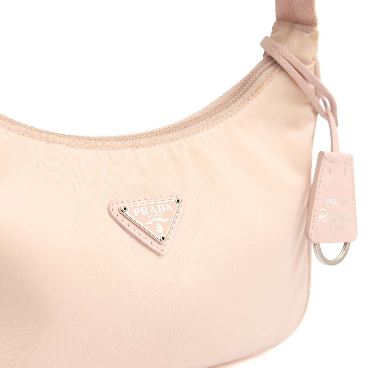 Prada Top Handle Re-edition 2000 Nylon Mini Bag in Pink, Nylon — Lifestyle View