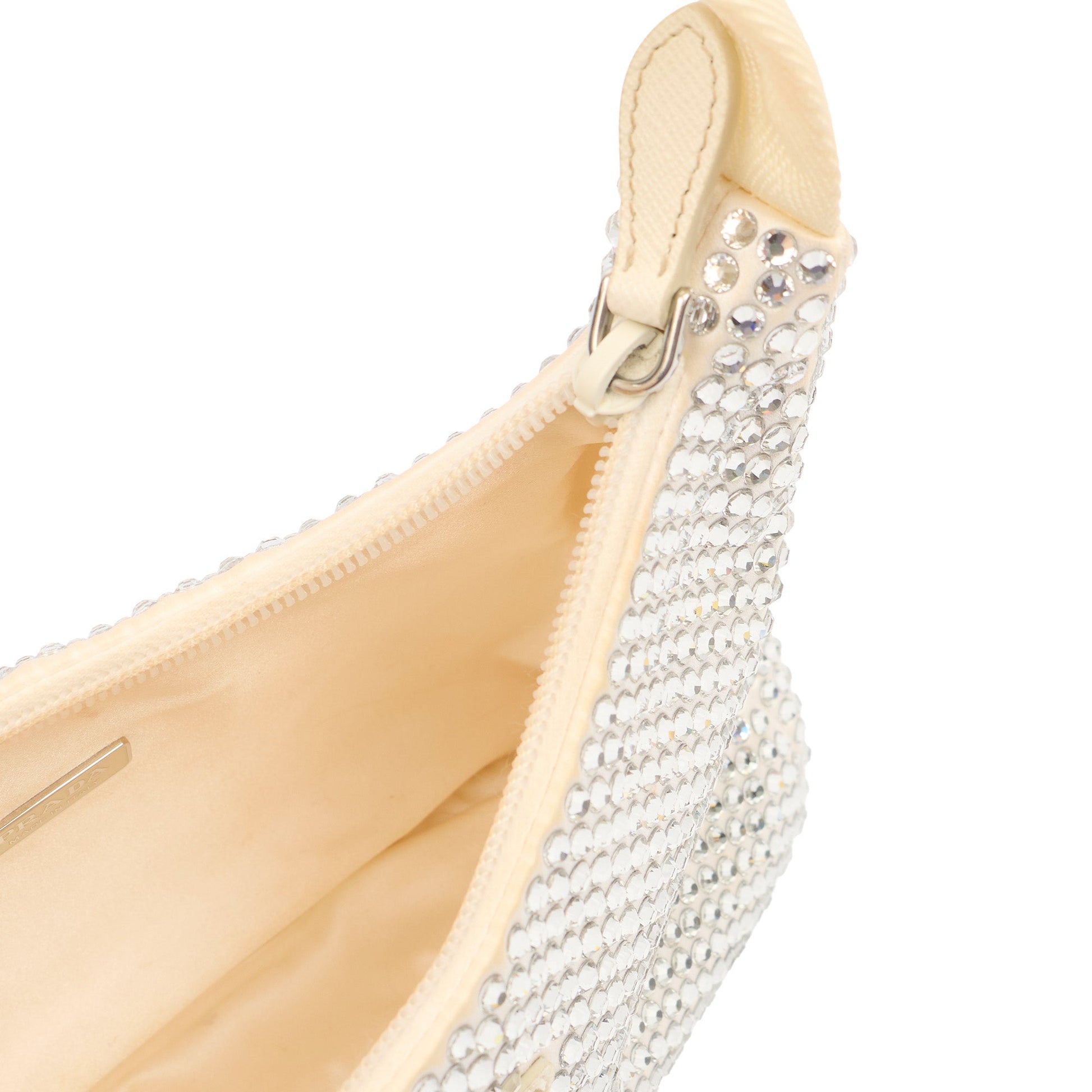 Prada Mini Bag  Satin Mini-bag in White, Fabric — Detail View