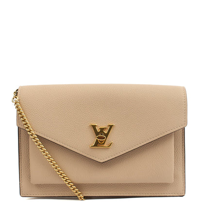 Louis Vuitton Cross Body Mylockme Chain Pochette in Neutral, Leather — Front View