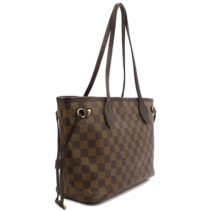 Louis Vuitton Shoulder Bag Neverfull PM in Damier Ebene, Canvas — Back View