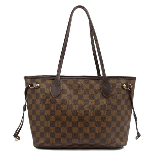 Louis Vuitton Shoulder Bag Neverfull PM in Damier Ebene, Canvas — Front View