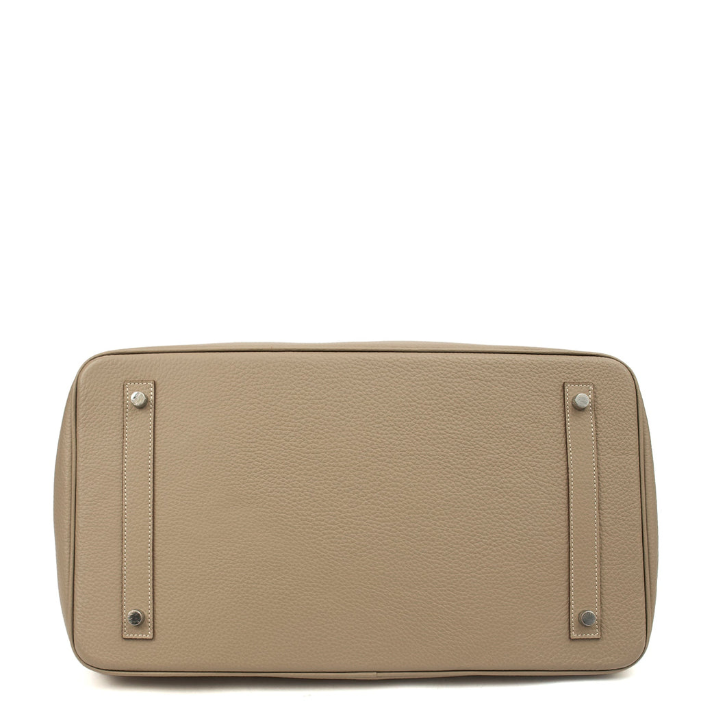 Hermes Birkin 40 in Gris Tourterelle, Clemence Leather — Top View