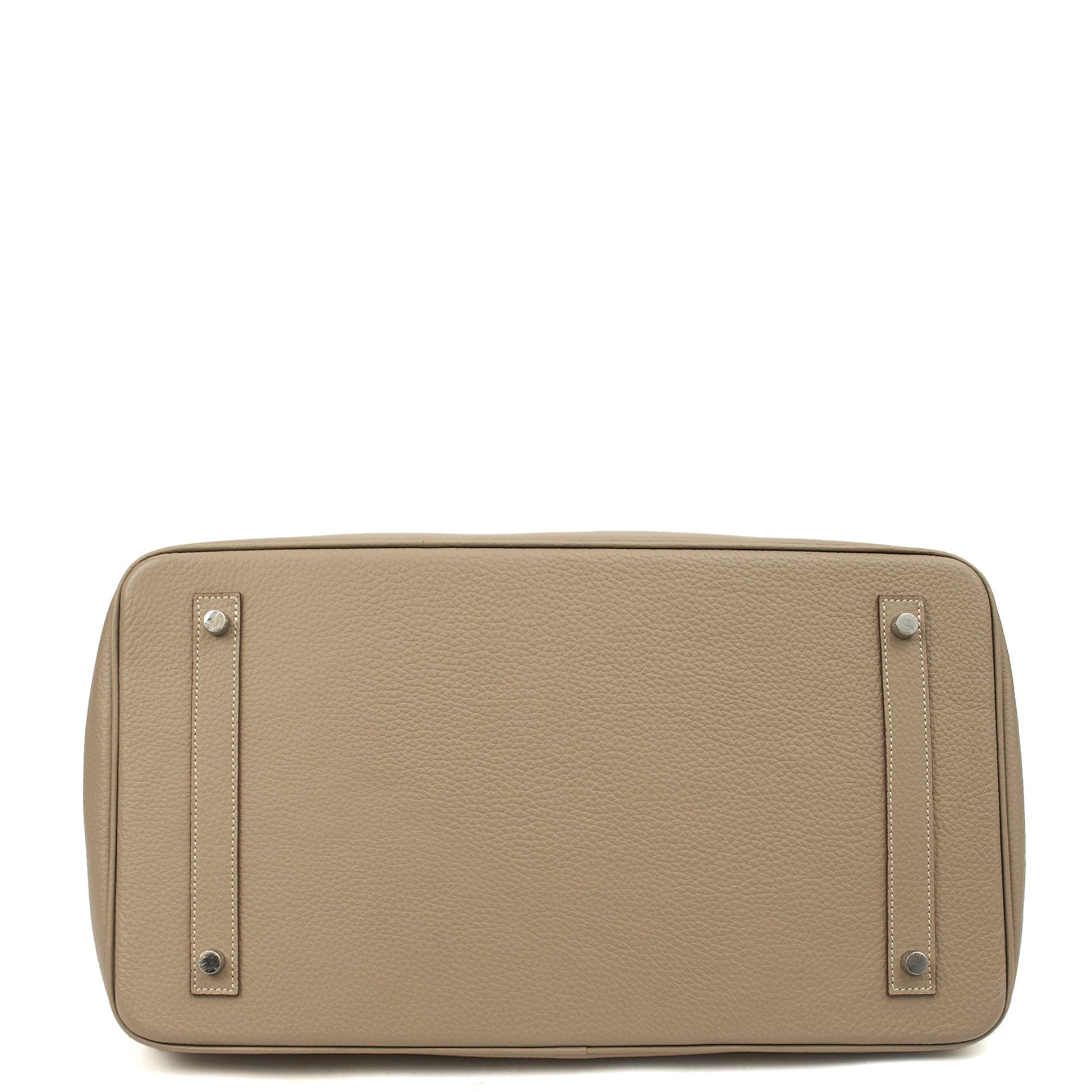 Hermes Birkin 40 in Gris Tourterelle, Clemence Leather — Top View