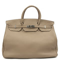 Hermes Birkin 40 in Gris Tourterelle, Clemence Leather — Front View