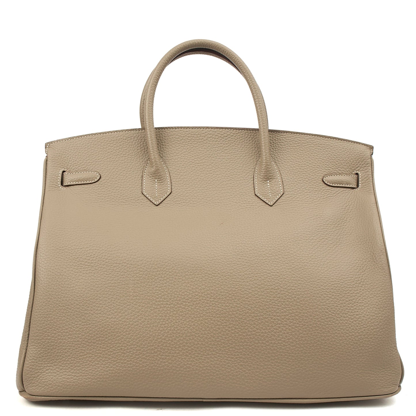 Hermes Birkin 40 in Gris Tourterelle, Clemence Leather — Back View