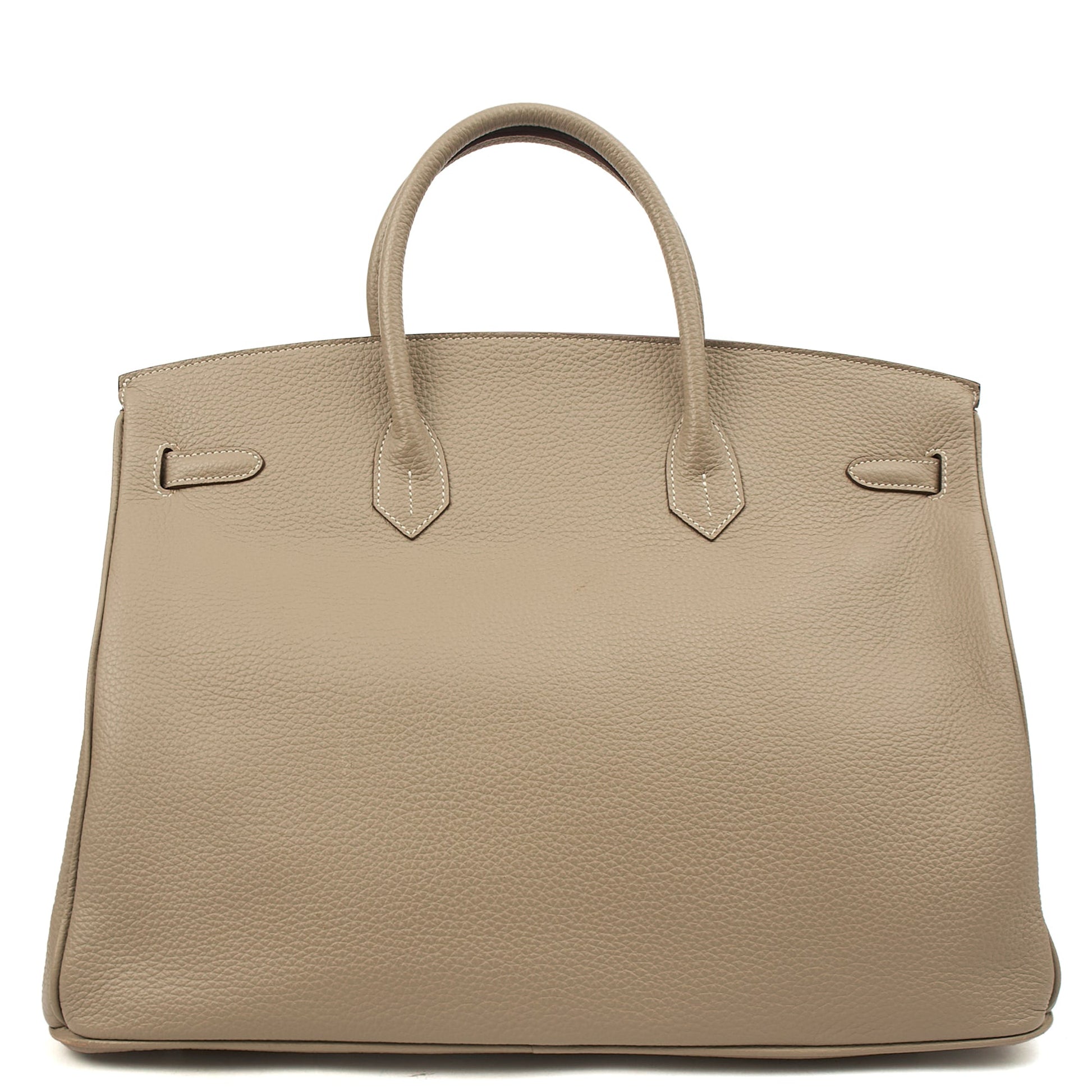 Hermes Birkin 40 in Gris Tourterelle, Clemence Leather — Back View