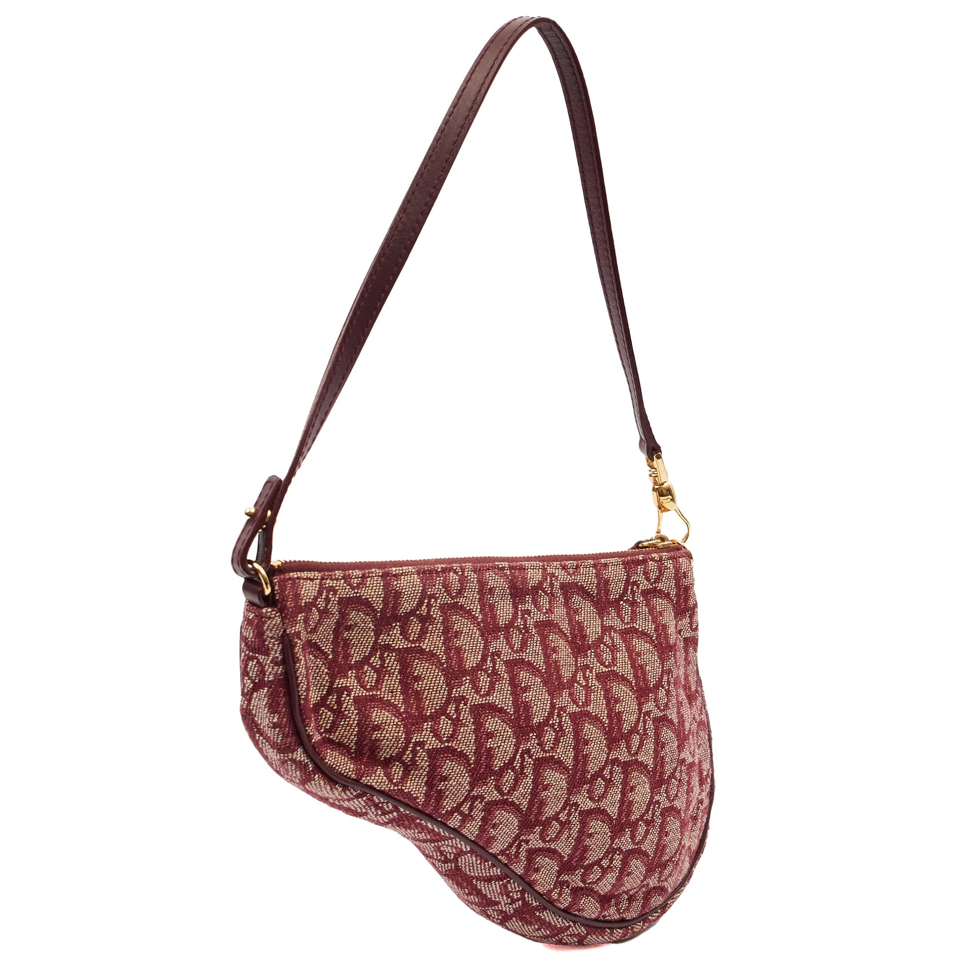 Christian Dior Mini Bag Saddle Pochette in Red, Fabric — Side View