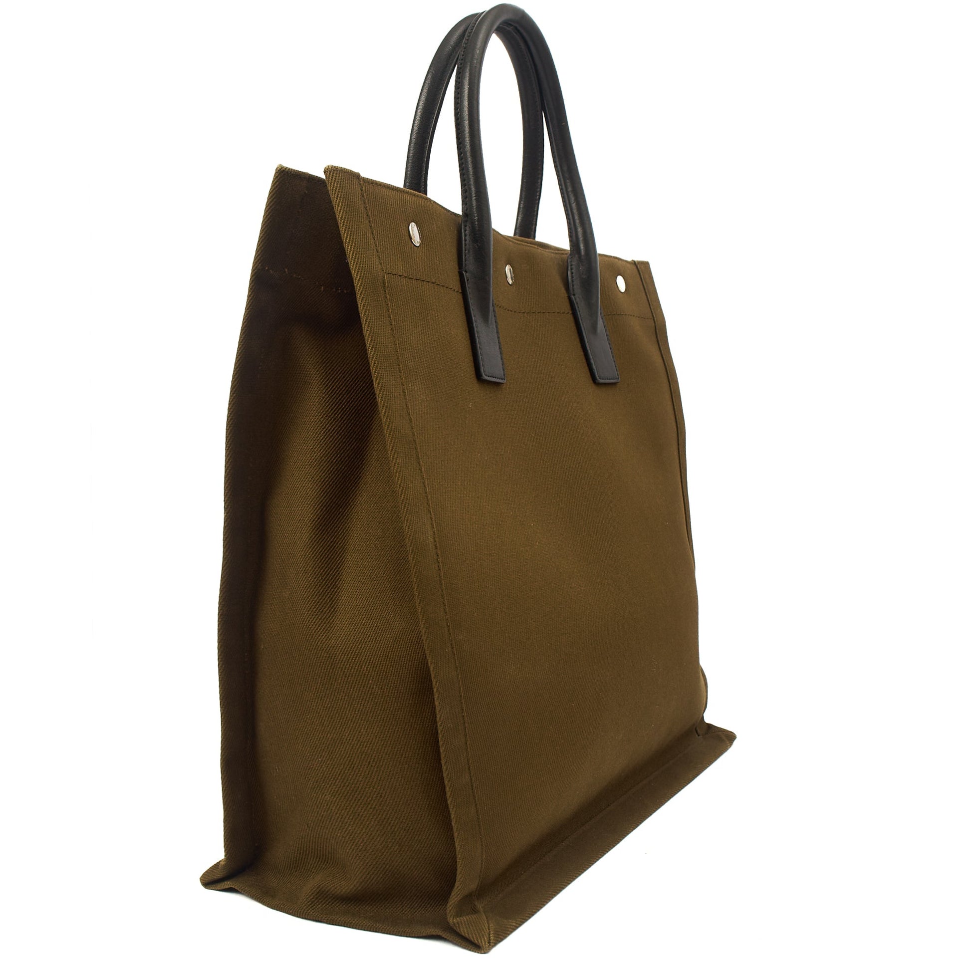 Saint Laurent Tote Rive Gauche Tote in Green, Fabric — Side View