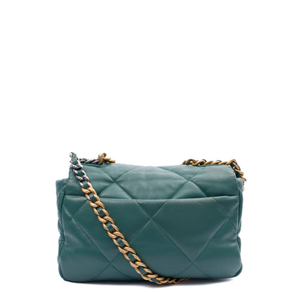 Chanel Cross Body Chanel 19 in Green, Calfskin Leather — Back View