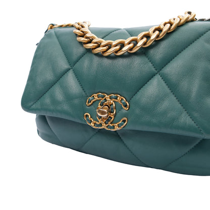 Chanel Cross Body Chanel 19 in Green, Calfskin Leather — Lifestyle View