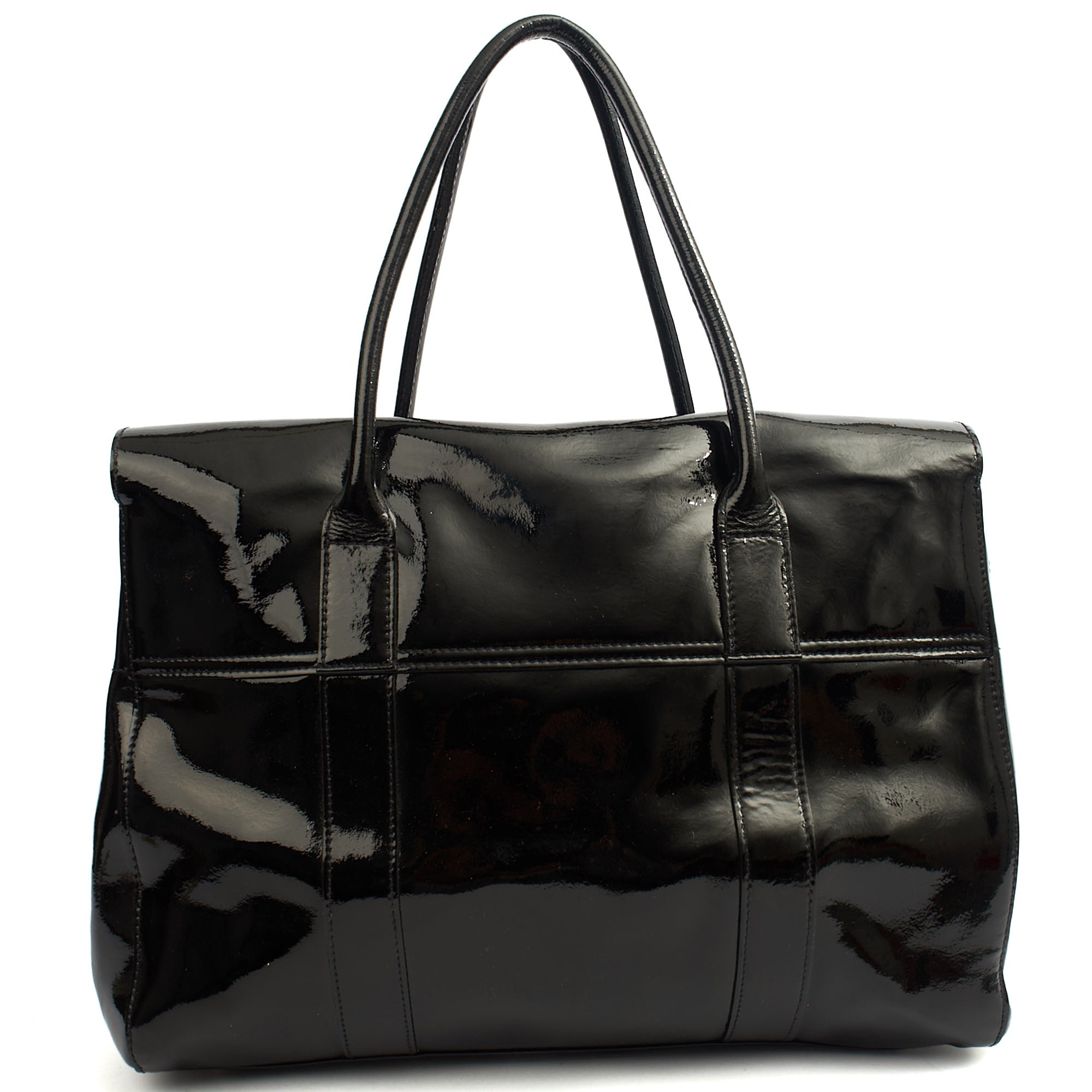 Mulberry Tote Bayswater Heritage in Black, Patent Leather — Back View