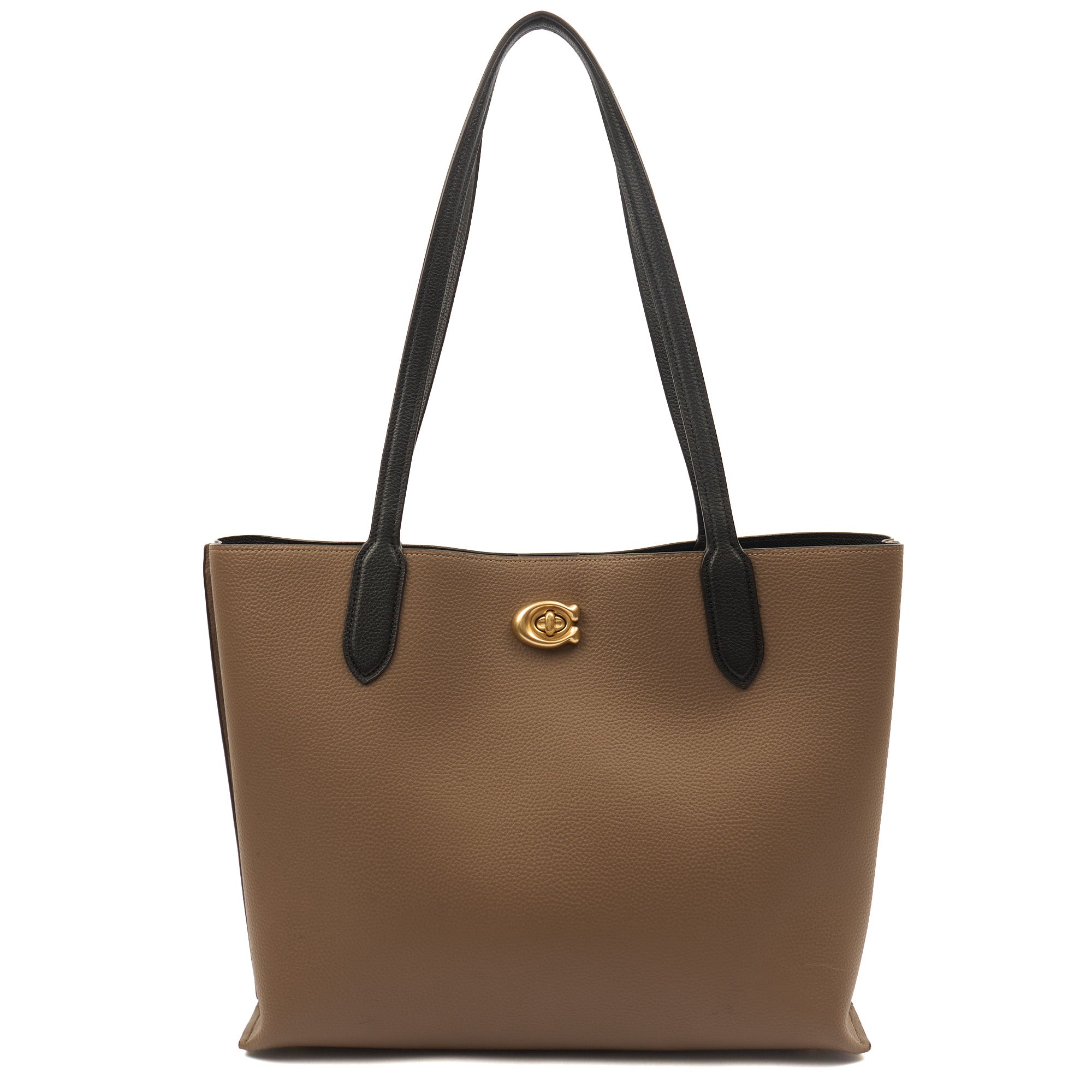 Coach Tote Willow Tote in Dark Stone, Leather — Front View