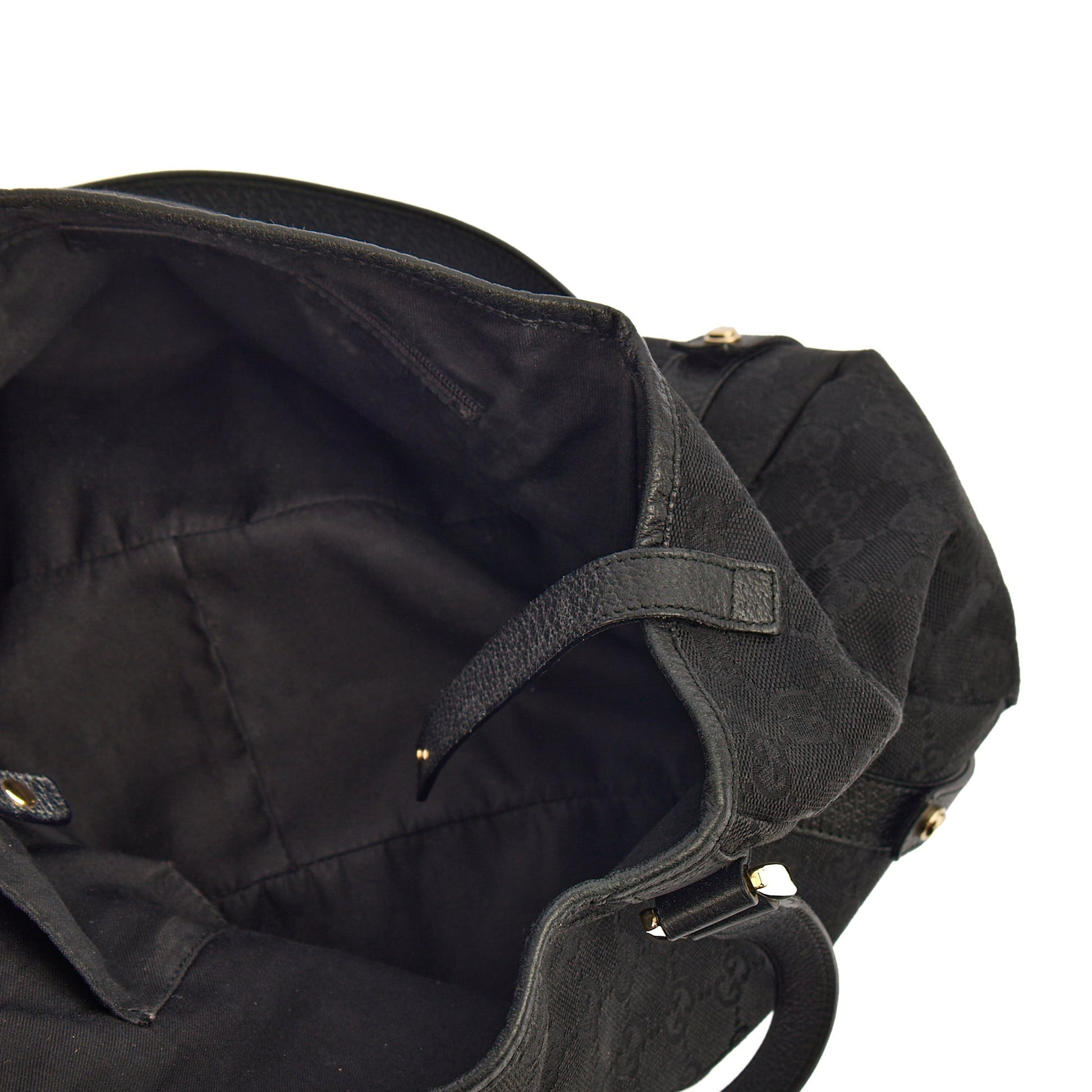 Gucci Abbey Tote in Black, GG Canvas — Lifestyle View