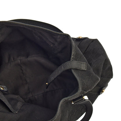 Gucci Abbey Tote in Black, GG Canvas — Lifestyle View