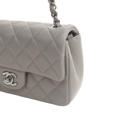 Chanel Cross Body Classic - Mini (Rectangular) in Grey, Calfskin Leather — Alternate View 15