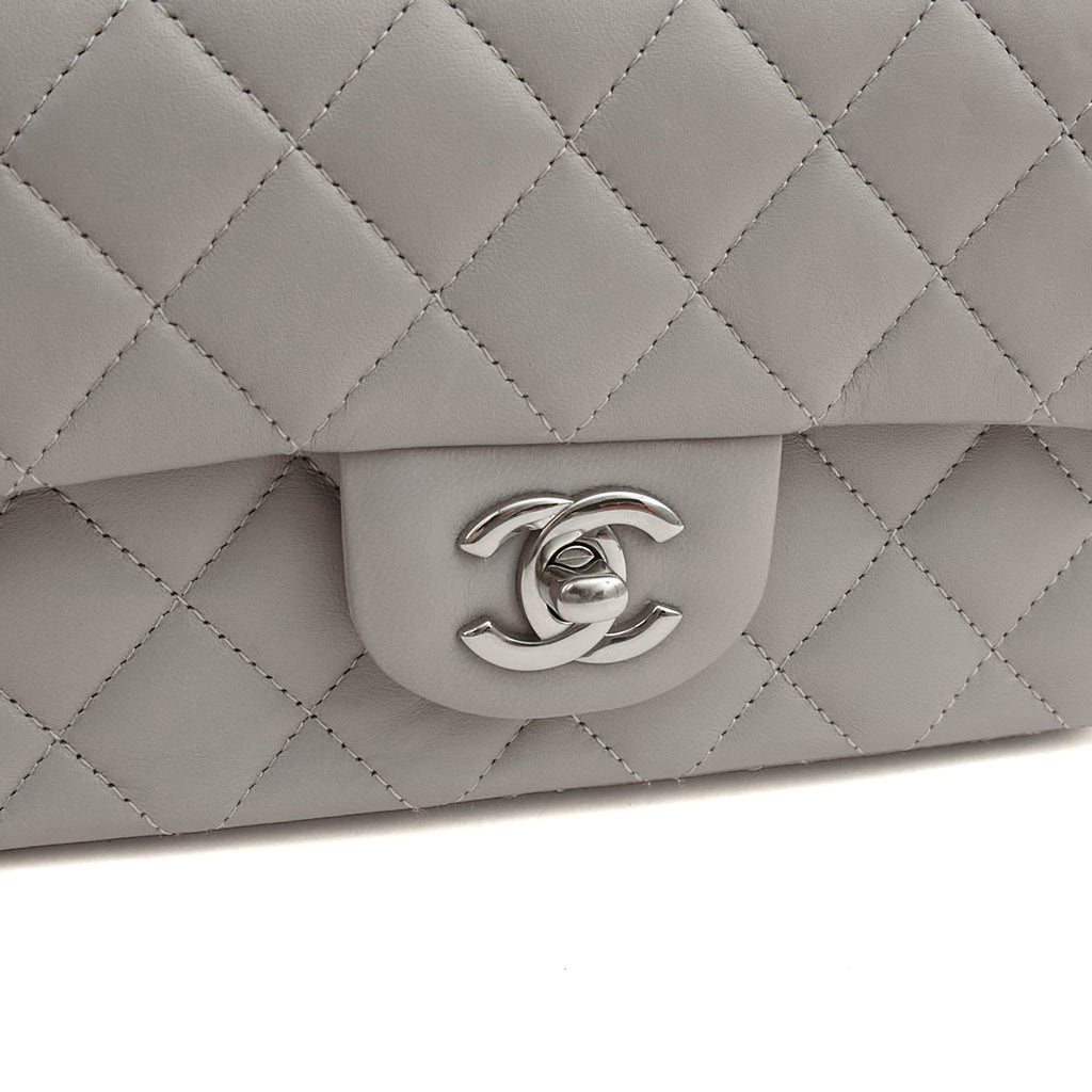 Chanel Cross Body Classic - Mini (Rectangular) in Grey, Calfskin Leather — Alternate View 8