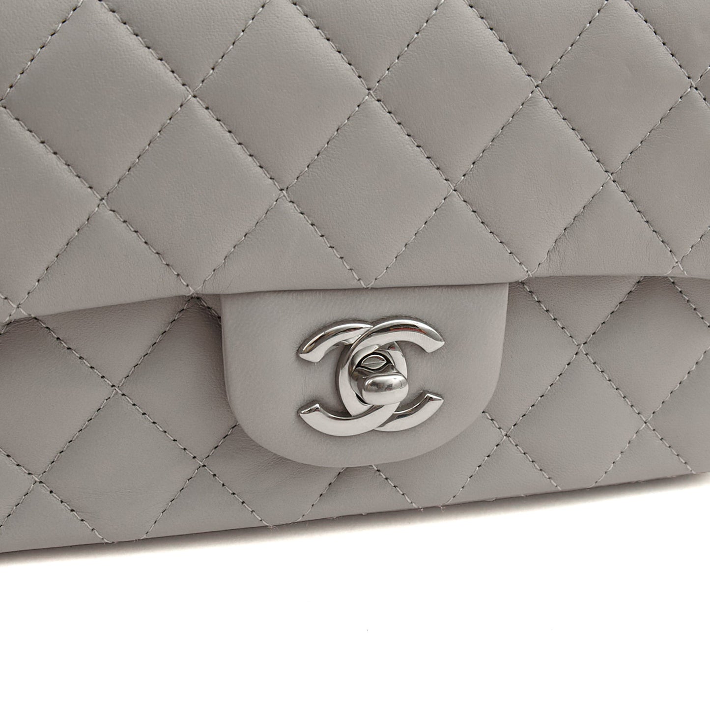 Chanel Cross Body Classic - Mini (Rectangular) in Grey, Calfskin Leather — Alternate View 8
