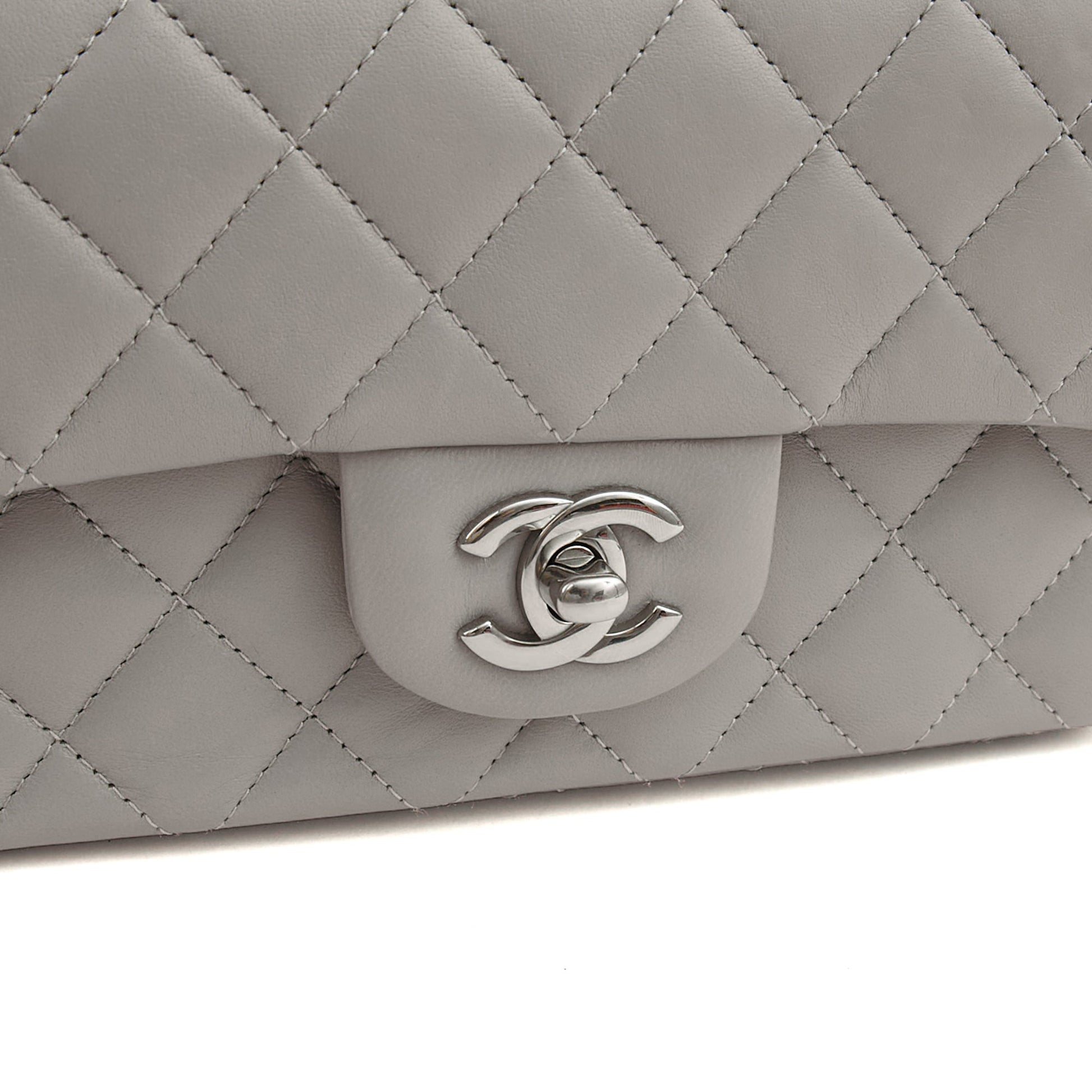 Chanel Cross Body Classic - Mini (Rectangular) in Grey, Calfskin Leather — Alternate View 18