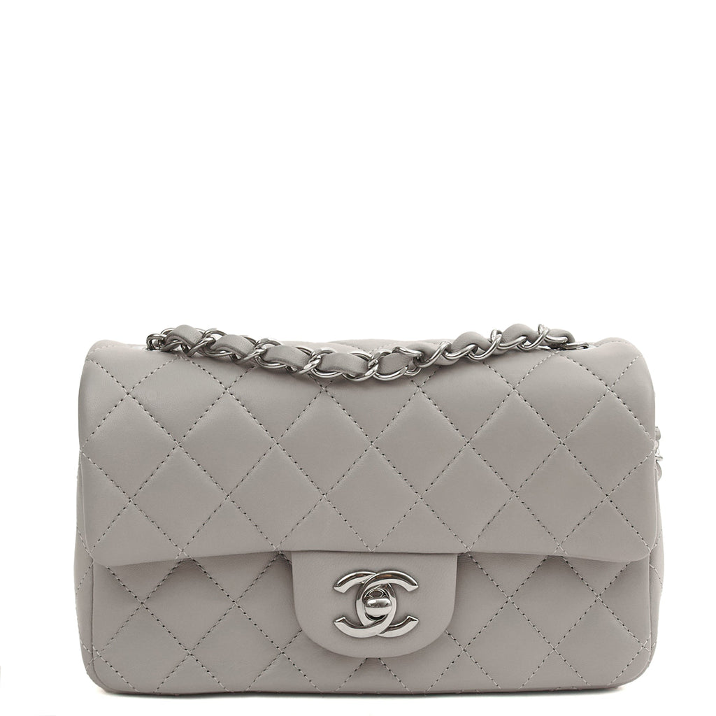 Chanel Cross Body Classic - Mini (Rectangular) in Grey, Calfskin Leather — Alternate View 11
