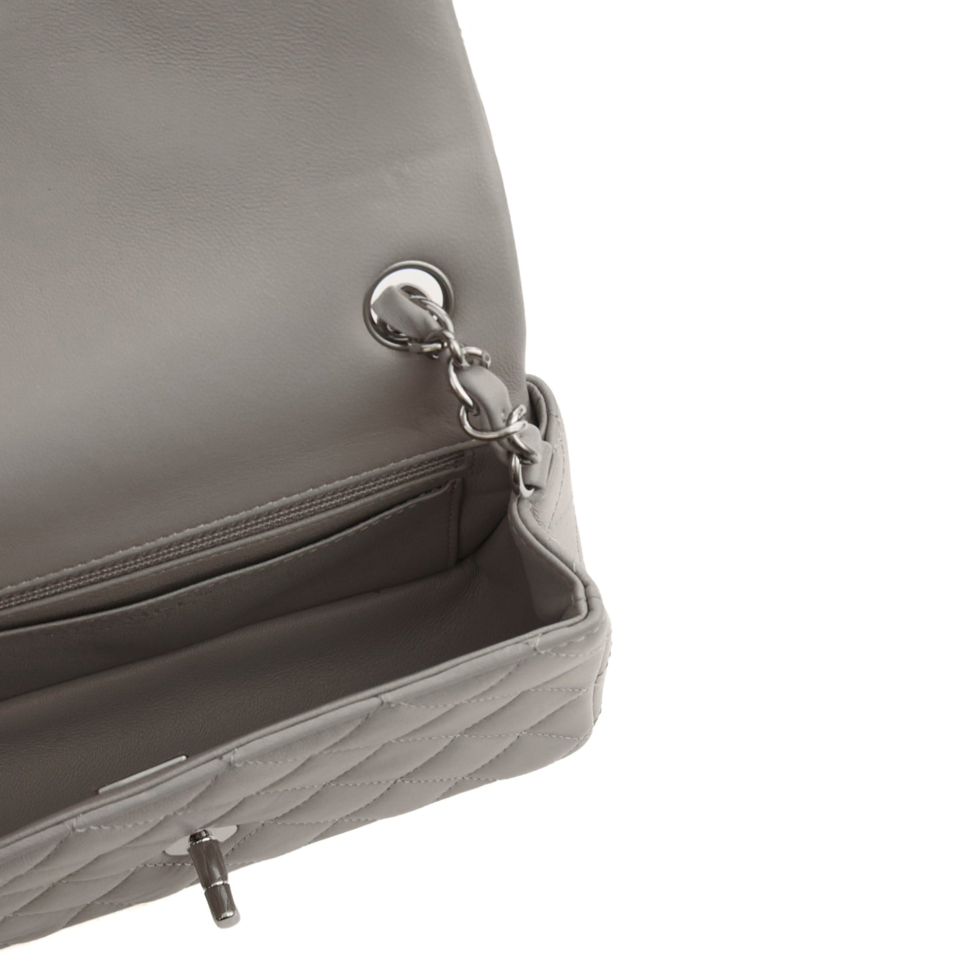 Chanel Cross Body Classic - Mini (Rectangular) in Grey, Calfskin Leather — Alternate View 20