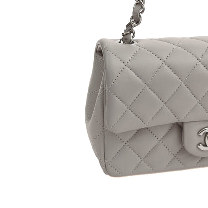 Chanel Cross Body Classic - Mini (Rectangular) in Grey, Calfskin Leather — Alternate View 17
