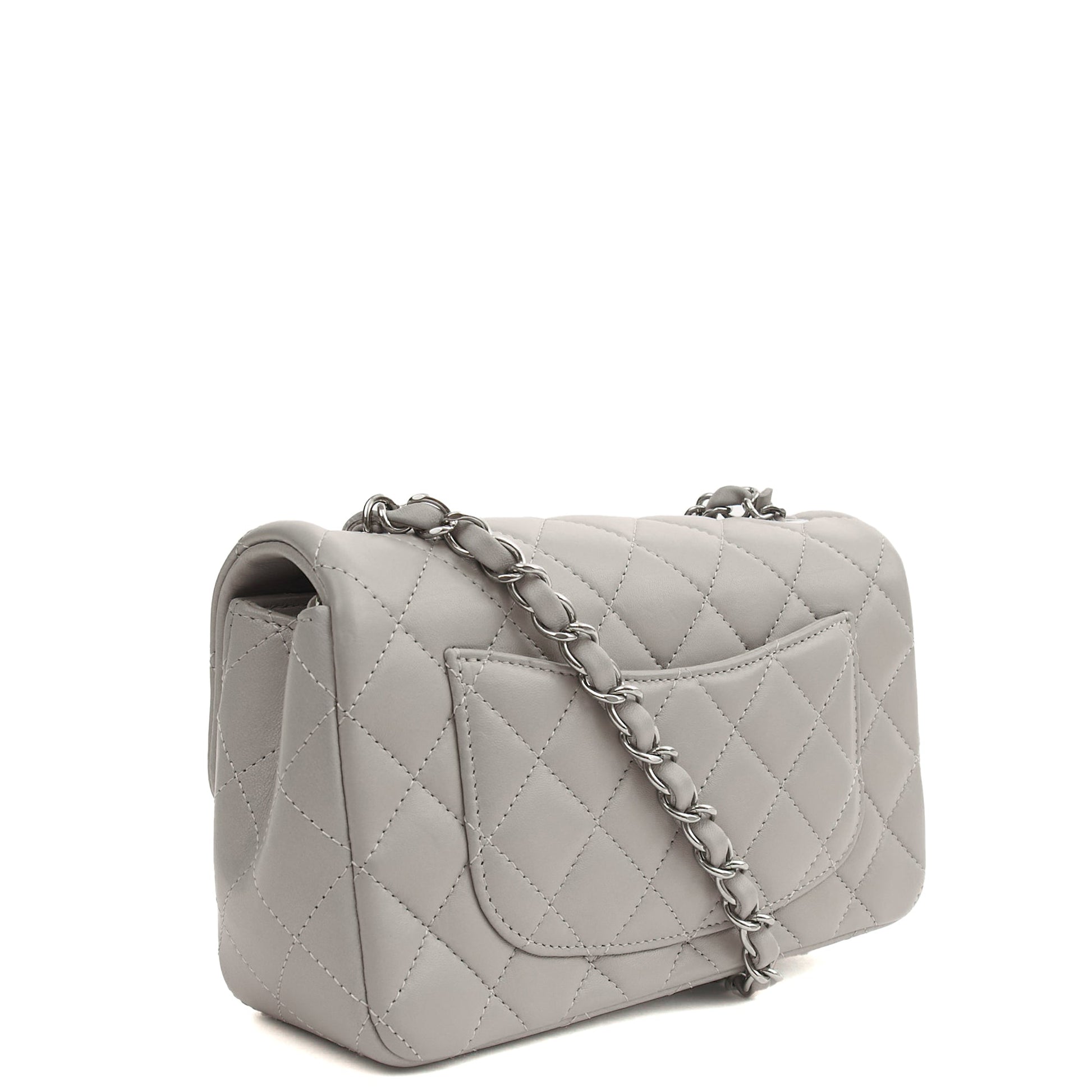 Chanel Cross Body Classic - Mini (Rectangular) in Grey, Calfskin Leather — Alternate View 12