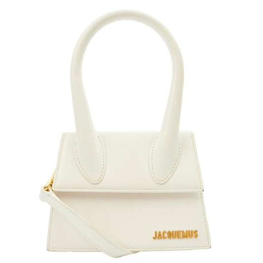 Jacquemus Cross Body Le Chiquito Moyen in White, Leather — Front View