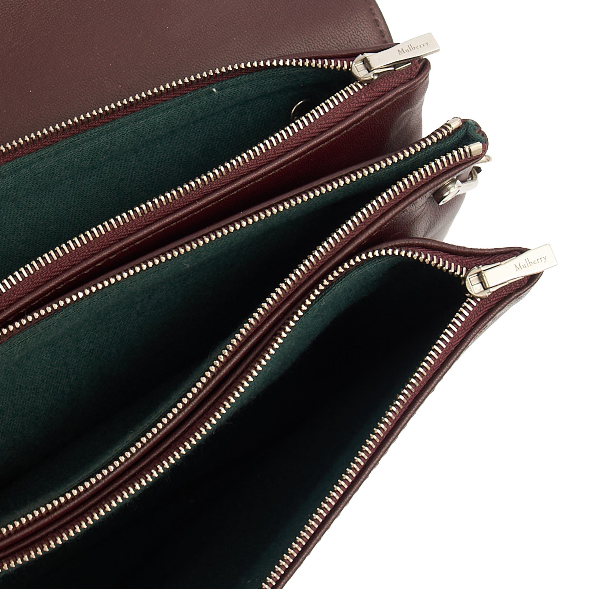 Mulberry Cross Body Clifton in Oxblood, Calfskin Leather — Detail View