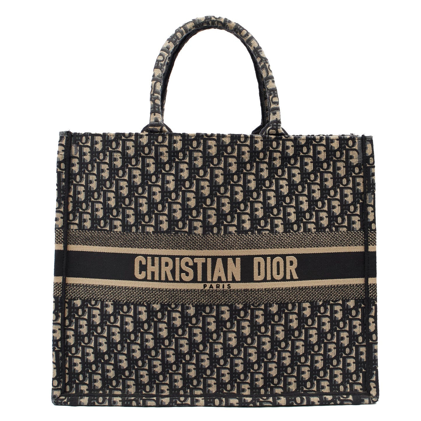 Christian Dior Tote Book Tote in Blue, Dior Oblique Embroidery — Front View