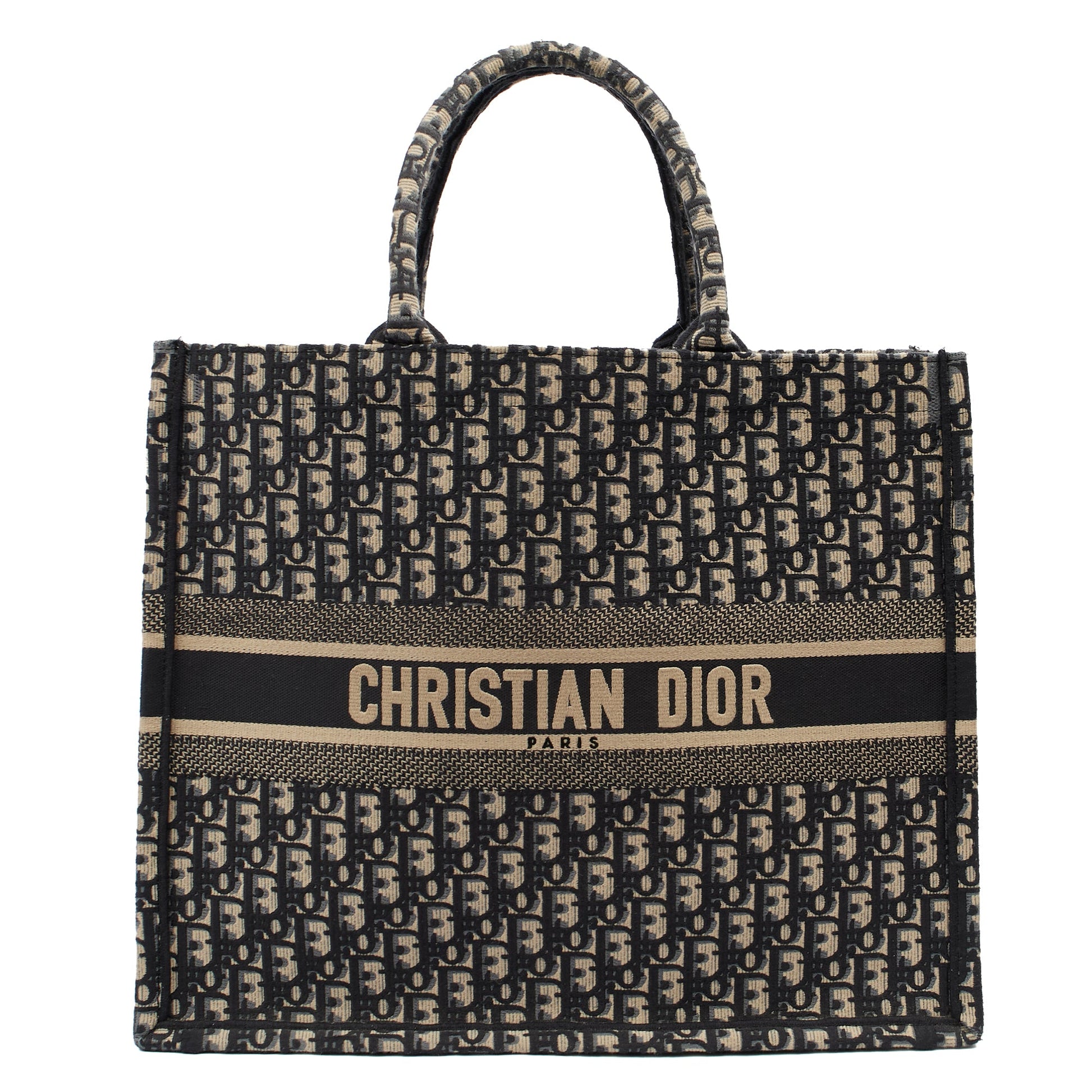 Christian Dior Tote Book Tote in Blue, Dior Oblique Embroidery — Front View